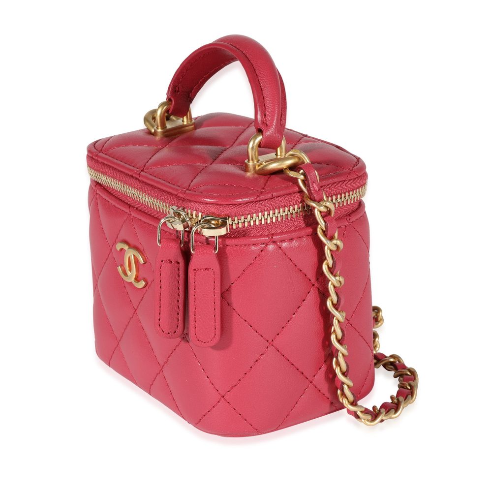 Chanel Raspberry Quilted Lambskin Mini Vanity Cas… - image 2